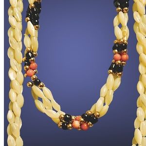 Vintage jade coral and MOP necklace